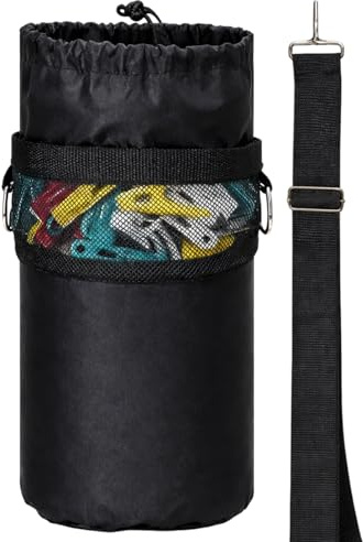 Clothes Peg Bag for Washing Line with Hanger, Black Waterproof Peg Bag with Shoulder Strap, Camping Trip Laundry Management Organiser, Large Peg Bag for Outdoor Clothesline and Balcony Drying Rack Sto