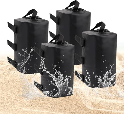 4 Pièces Poids de Lestage pour Tonnelles PVC, 10L Poids pour Tonnelle, Sac de Sable pour Pieds de Tente Pop up, Poids Tonnelle de Jardin Exterieur, Sacs de Lestage d'eau pour Pavillons (Noir)