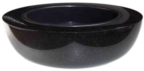 designgrab Coupe funéraire moderne Grande XXL - Diamètre : 50 cm - En granit - Noir