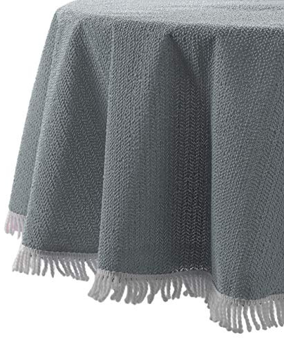 BEAUTEX Gartentischdecke wetterfest oval 150x210 Tischdecke Fransen | Weichschaum, pflegeleicht, strapazierfähig, angenehme Haptik, mit Fransen, robust für Terrasse, Balkon, Garten und Camping
