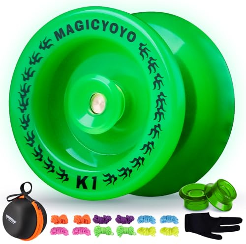 YOSTAR JoJo Responsive Yoyo für Kinder Anfänger, Trick Yo-Yo K1 Glow in The Dark, Kunststoff Kinder JoJo Einfach zu Spielen, Mit 12 Yoyo Schnur, Fall, Handschuhe, 2 Hubstacks