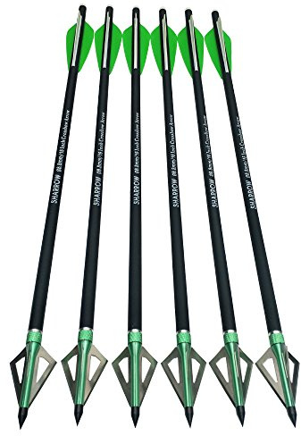 SHARROW 12 x Armbrustpfeile 16 Zoll 17 Zoll Carbonpfeile Armbrustbolzen Bolzen für Armbrust mit Klinge Pfeilspitzen Broadheads Grün (Grün 1, 16 inch)