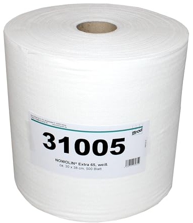 NOWOLIN® Poliertücher auf Rolle, 500 Blatt, 30x38 cm, 100% Viskose | extra saugfähig, lochstruktur, reiß- und nassfest, elastisch, formstabil, fusselarm, waschbar und lösungsmittelresistent