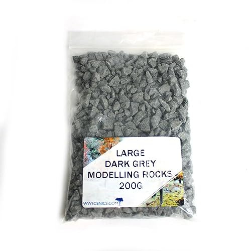 WWS War World Scenics WWScenics Große Dunkelgraue Modell-Felsen 2-5mm | 200g Beutel | Basing Materialien Diorama Modellbau