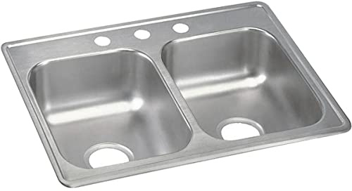 Elkay D225193 Dayton 25 Double Basin Drop In Stainless Steel Kitchen Sink