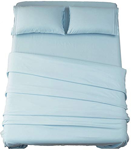 SONORO Kate Bettwäsche-Set, Bettbezug, superweiche Mikrofaser, Fadenzahl 1800, ägyptische Bettlaken, 40,6 cm Tiefe Tasche, Falten und hypoallergen, 4-teilig (Spa Blue, King)