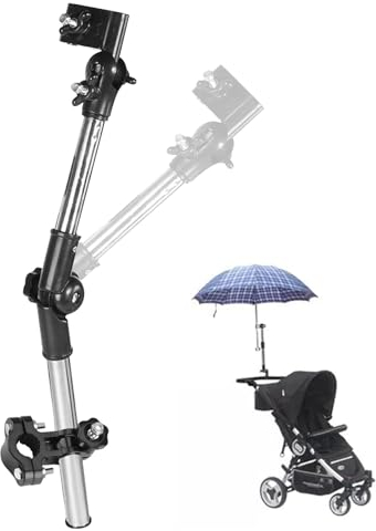 Agatige Soporte de Montaje de Paraguas Ajustable de 360 ​​°, Abrazadera de Manillar Abrazadera de Paraguas Soporte de Marco de Manillar Universal para Cochecito de bebé Sillas de Ruedas Andador