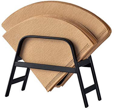 Coffee Filter Holder for Cone & V60 Coffee Filters - CAFEMASY Metal Coffee Filter Paper Holder Rack Stand for Home Kitchen Cafe Bar Cone Coffee Filters Storage (Black)