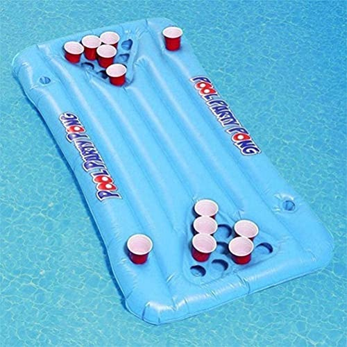 Tumnea Aufblasbare Bier Pong Tischmatratze Bierpong Luftmatratze Multifunktionale Aufblasbarer Bier Pong Tisch für Strandschwimmbad Camping Pool Party