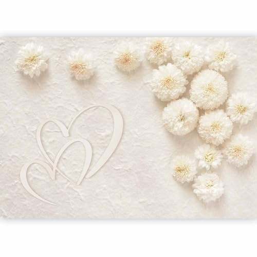murando - Carta da Parati Moderna per Soggiorno, Fiori, 450x315 cm | Fotomurali in TNT, Decorazione da Muro XXL, Poster Giganti da Parete, Cœurs, Beige, Produzione Europea