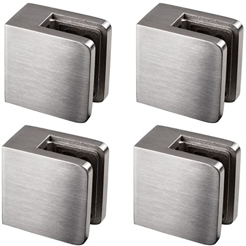 4x Edelstahl Glashalter eckig für 8mm Glas Glasklemme flach gerade Flächen