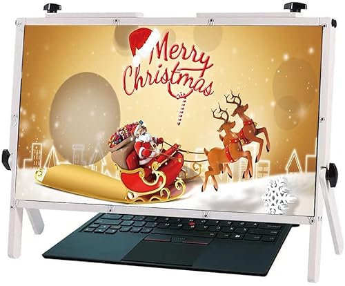 CAZARU Ipad Bildschirmlupe, Gaming Video Monitor Lupe Verstärkerhalter für Handy Laptop, Laptop Bildschirmlupe 22 Zoll - Ultraklare Blu-Ray 3X Vergrößerungslinse,Weiß