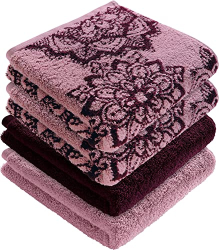Erwin Müller Handtuch Bühl 4er-Pack Altrosa/Beere Größe 50x100 cm - besonders flauschig, voluminös, äußerst saugfähig