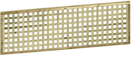 Urban Capped Square 6x2ft (W: 6ft x H: 2ft) Fully Framed Smooth-Planed Modern Decorative Pressure-Treated Trellis Panel Thick/Strong Laths 45mm Holes Width 1828mm x Height: 620mm