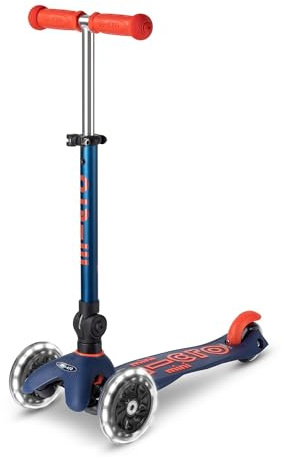 Micro Kickboard | Mini Foldable LED Kids Scooter for Ages 2-5 | Children up to 110 lbs | 3 Wheel Lean-to-Steer Design | Adjustable T Bar | Smooth Ride, Motion-Activated PU LED Wheels | Swiss Design