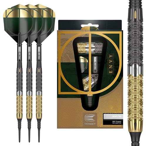 Target Darts Cult Envy 10 Soft Tip Darts Set, 18G/21G | 90% Wolfram Dartpfeile, Schwarz Pro Grip Schaft, Pixel-Spitzen, Dartpfeile mit Kunststoffspitze | Professionelle Zubehör Dart-Sets