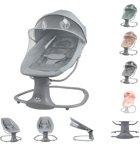 Kikka Boo Baby Bouncer Winks 2 in 1 Stuhl, Moskitonetz, Timer, Musik, Fernbedienung, Dunkelbraun