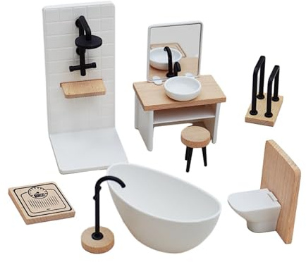 F Fityle Juego de baño en Miniatura para casa de muñecas, Lavabo, bañera, Modelo de Inodoro, Juguete para niños, decoración de casa de muñecas, 1/12