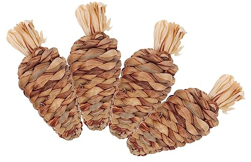 Ipetboom Giocattolo da Masticare per Piccoli Animali 4 Unitá a Forma di Carota in Fibra Naturale, Pulizia Denti e Divertimento per Porcellini D'india e Conigli in Gabbia