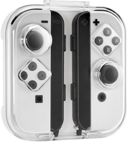 TiMOVO Étui pour Nintendo Switch/OLED, Housse de Protection pour Contrôleur avec Couvercle, Étui de Voyage pour Manette Portable avec Fermeture Magnétique et Coussin en Silicone, Blanc Transparent