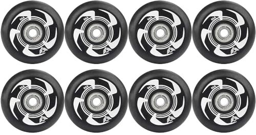 NBTRXWAFR Inlineskate-Rollen Rollschuh-Bremsrad Mit ABEC-9-Kugellagern, 72 Mm, 76 Mm, 80 Mm, 90 A, Hockey 8 Stück,Schwarz,80mm