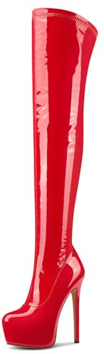 Aachcol au-dessus du Genou Aiguille Bottes Plate-forme Bottes Cuisses Rond Bout Fermeture à Glissière Sexy Haut High Talon Heel Bottes 15 CM Heels