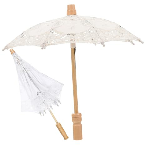 SOIMISS 2stücke Hochzeitsregenschirm Elegante Spitzen Und Baumwollschirme Für Braut-Props Für Hochzeiten Fotoshootings Cosplay Und Bühnenauftritte ø Reinweiß