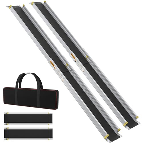 SUBTLETY 6 Ft Rampen für Rollstühle & Scooter 107-183cm Ausziehbar Schwellenrampe Anti-Rutsch Aluminium Rollstuhlrampe Ladekapazität bis 300KG für Heimtreppen Treppen Türen Stufen