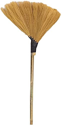Manija Larga de la Escoba de bambú Paja, Sweeping Polvo Soft Soft Shistles Resistente al Polvo Resistente a la Resistente a la Resistencia Hecho a Mano (Color: Oro, Tamaño: 130x60cm)