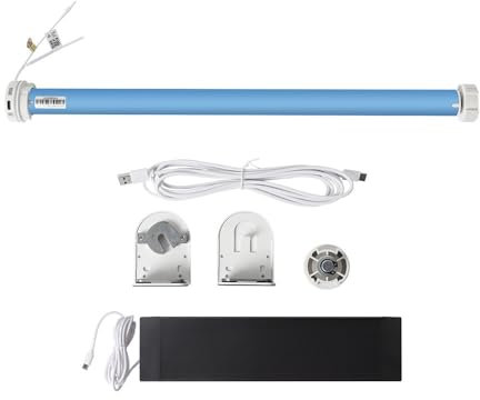 Matter Thread Battery Blinds Motor,MT25B Rechargable Motorized Electric Shade,Matter-enable APP/Timer/Voice Control,Solar Panel Roller Shade Tubular Motor for 38mm Tube (No remote)