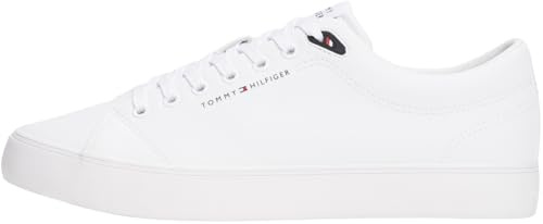 Tommy Hilfiger Uomo Sneakers Vulcanizzate Core Low in Pelle, Bianco (White), 45