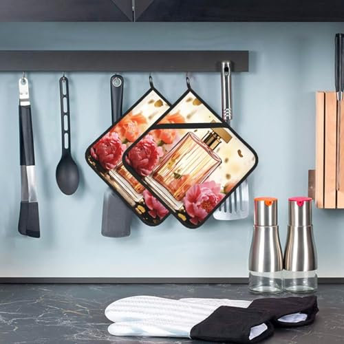 Set di 2 presine per cucina con tasca antiscivolo resistenti al calore, presine da cucina, profumo alla moda, tappetino caldo per cucina, forno a microonde, barbecue, regalo