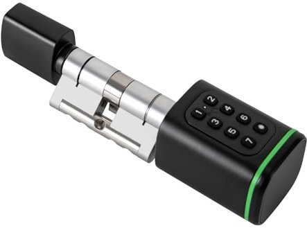 Smart Lock Cylinder mit Smart Keycards- Verbundenes Schließzylinder aus Aluminium -IP5x - Internet über Inklusive WLAN-Gateway - Öffnungen: Code, Smartphone und Notschlüssel