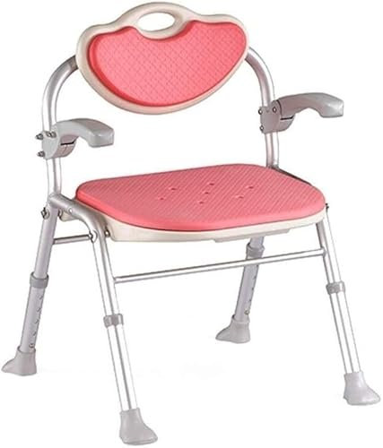 Duschstuhl aus Aluminiumlegierung mit Armlehnen, höhenverstellbar, Badhocker für ältere Menschen, faltbarer Duschsitz in Rosa