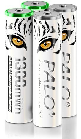 Mspalocell 1,5V AAA Akkus Lithium 1300mWh Wiederaufladbare 4 Stück, Tiger-Drucken Schnellladung Wiederaufladbar AAA Batterien, mit Ladelicht,1500+ Zyklus, Akku mit Batteriekasten