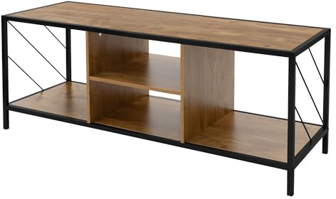 ML-Design Mesa de TV de Madera en Marrón 120x40x46 cm Gabinete para Televisión de hasta 55 Pulgadas Mueble Moderno con Espacio de Almacenamiento Tablero de Pie con Estantes Abiertos