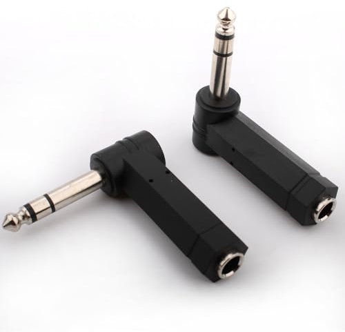 RUNCCI-YUN Adattatore ad Angolo Retto TRS 6,35 mm da Maschio a Femmina, Spina Stereo 1/4 - 2 Pezzi