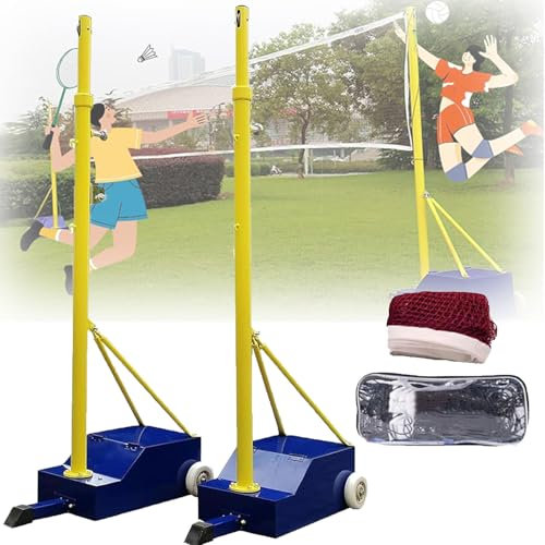 ylpddmm Badmintonnetz, Indoor Outdoor Garten Strand Sport Net,Mobiles Volleyballnetz,Spielnetz mit Pfosten und Zubehör,Outdoor-Badmintonnetz mit Ständer, Höhenverstellbares Volleyballnetz