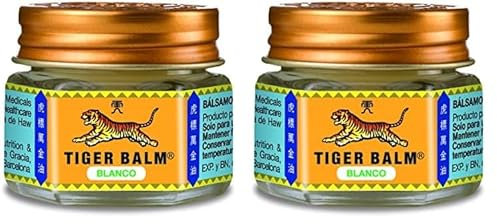 Tiger Balm Bálsamo del Tigre Blanco Efecto Frío, Apto para Masajes tras el Deporte, Relajantes y Balsámicos, con Ingredientes Herbales como Alcanfor, Mentol, Menta y Cajeput - 19 g (Paquete de 2)