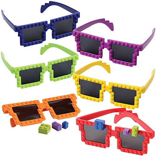 Bedwina Building Blocks Glasses - Pack of 24 - Block Mania Building Block Glasses with Extra Bricks for Carnival Supplies, Stocking Stuffers and Birthday Party Favors for Kids