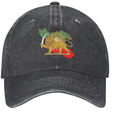 DLERFLOVR Iran Persien Karte & Flagge Baseballmütze Vintage Personalisierter Patriot Basecap Kappe 100% Baumwoll Kappe, Verstellbar Atmungsaktiv Baseballcap Draußen Sportlicher Kappen Hüte