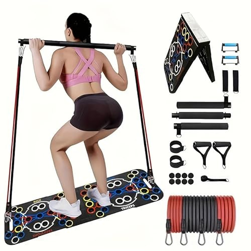 54-Loch Liegestützbrett - Multifunktions-Übungsgerät für das Home-Gym - Verstellbare Liegestützstangen für Brust-, Arm- & Kerntraining - Krafttrainingsgerät für Männer & Frauen