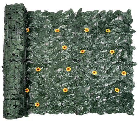 Enredaderas Artificiales, Valla de Privacidad Hiedra Artificial, Protección Decorativa para Balcón y Terraza, Seto Artificial en Rollo para Exteriores Jardín Patio Trasero Áreas de Descanso
