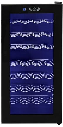 Wine Cooler Fridge Under Counter 78L 28 Bottle Capacity Glass Door LED Lights 7 Colours Remote Control Music Light Sync Digital Display Touch Panel 8-18C Thermoelectric Drinks Cooler Commercial Home