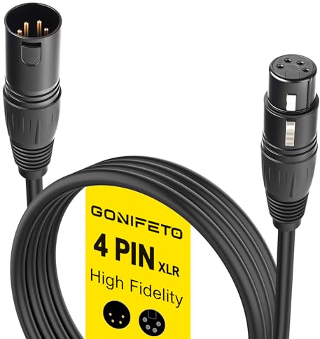 4 Pin XLR Cable,13ft Professional Hi-Fi Shielded 4 Pin XLR Male to Female Balanced Audio Extension Patch Cable for Headphone Headset Microphone,Power Cable for DSLR Camera Monitor Stage Light