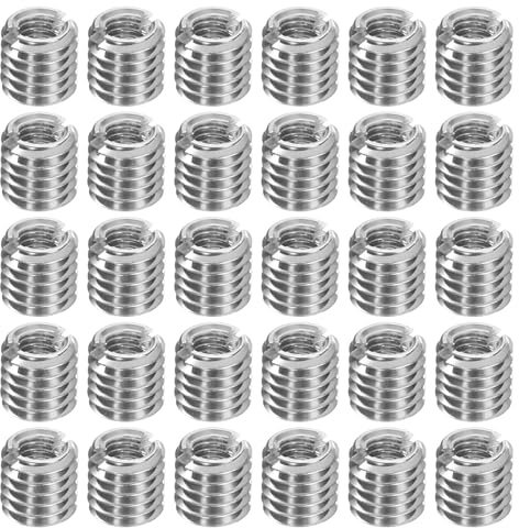 sourcing map Lot de 30 inserts filetés en acier inoxydable M5 x 0,8 mâle vers M3 x 0,5 femelle - Adaptateurs de filetage de 5 mm de long - Vis de réparation pour bois dur et tendre