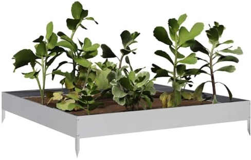 Tomostar Lit de Jardin Surélevé, Jardinière Potager de Jardin Bac à Plant 100x100x18,5 cm Acier Inoxydable