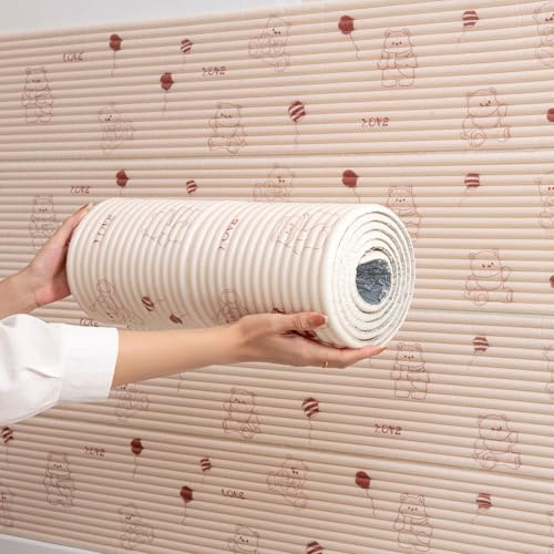 Panneaux muraux 3D, 40x200cm, coussins muraux autocollants anti-collision pour lit, protection murale pour décoration de chambre d’enfant, protection des bords pour bébé en mousse (ours)