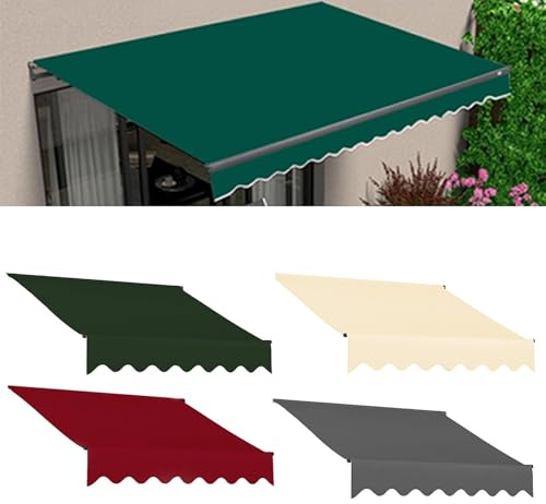 Tessuto di ricambio per tendone parasole da esterno, in poliestere 280 g, senza telaio, disponibile in verde/rosso/grigio/beige, misure 2/3/4/5 m, per uso in terrazza/giardino