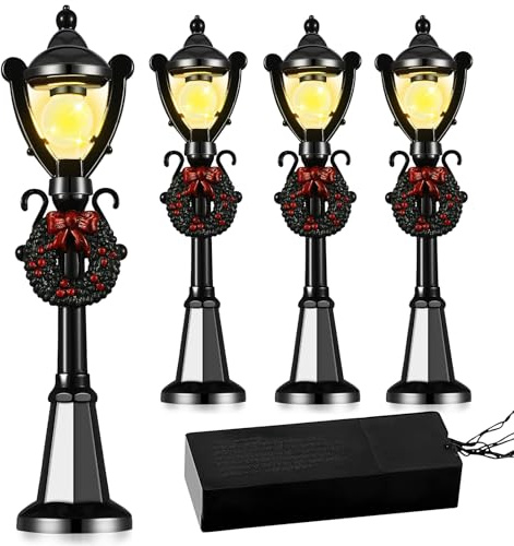 Modèles de mini lampadaires de Noël, kit porte elfe de Noël, pour maison de poupée miniature (noir A)